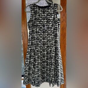 Brooks Brothers Elegant Black and White Checkered and Floral Dress Size 6